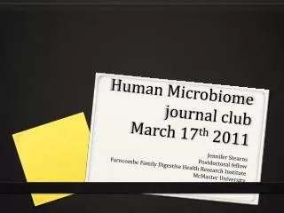 Human Microbiome journal club March 17 th 2011