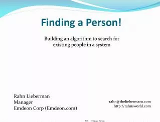 Finding a Person!