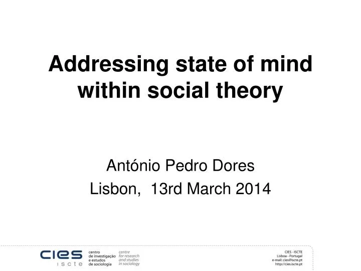 addressing state of mind within social theory