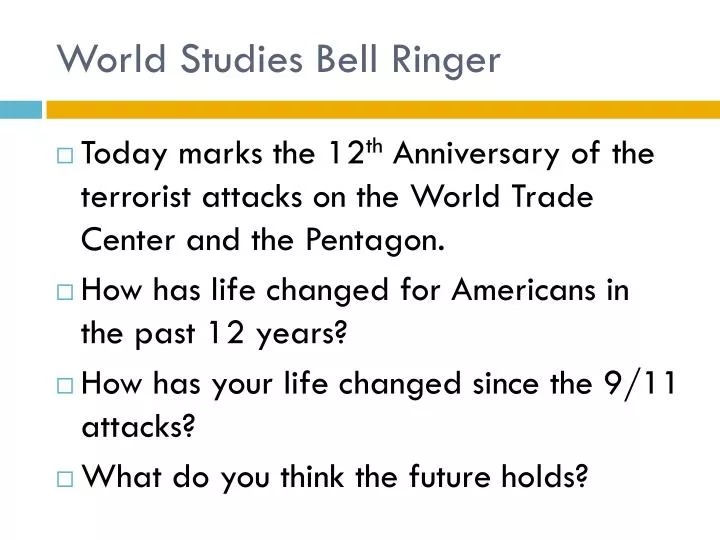 world studies bell ringer