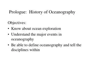 Prologue: History of Oceanography