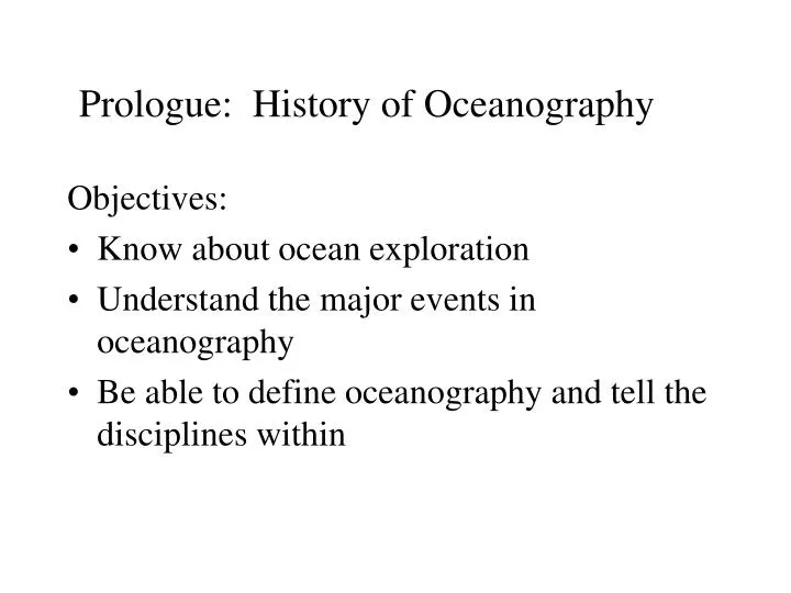 prologue history of oceanography