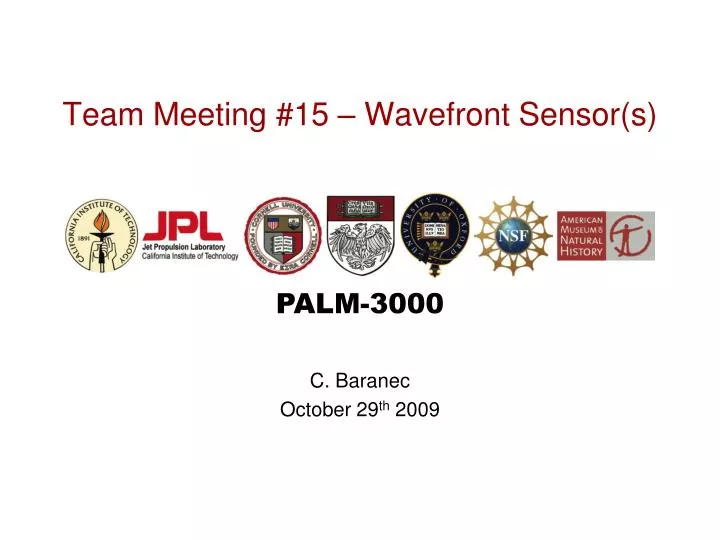 team meeting 15 wavefront sensor s