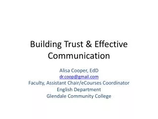 Building Trust &amp; Effective Communication