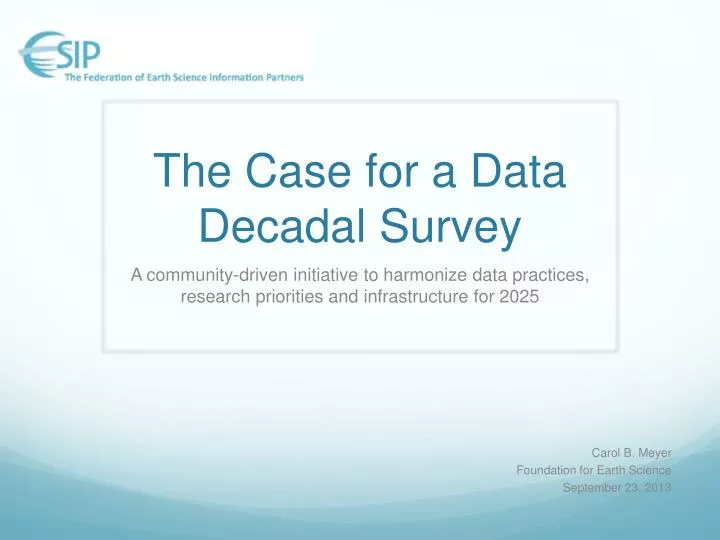 the case for a data decadal survey