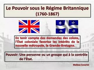 le pouvoir sous le r gime britannique 1760 1867