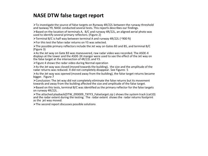 nase dtw false target report