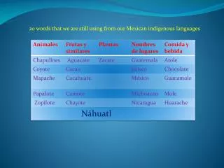 20 words that we are still using from our Mexican indigenous languages