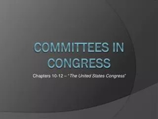 Committees in Congress