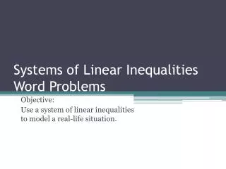 systems of linear inequalities word problems