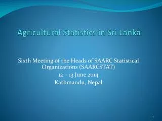 Agricultural Statistics in Sri Lanka
