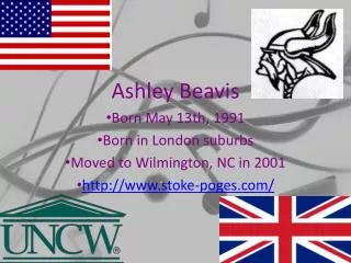 Ashley Beavis Born May 13th, 1991 Born in London suburbs Moved to Wilmington, NC in 2001