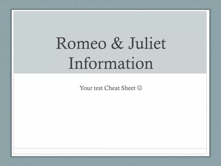 romeo juliet information