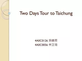 Two Days Tour to Taichung