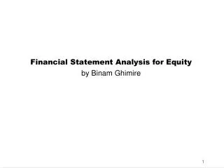 Financial Statement Analysis for Equity by Binam Ghimire