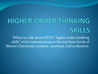 higher order thinking skills