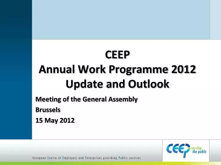 ceep annual work programme 2012 update and outlook