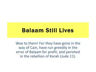Balaam Still Lives
