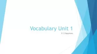 Vocabulary Unit 1