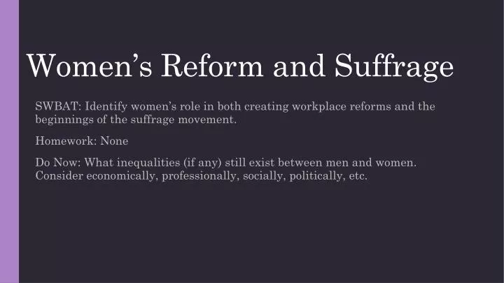 women s reform and suffrage