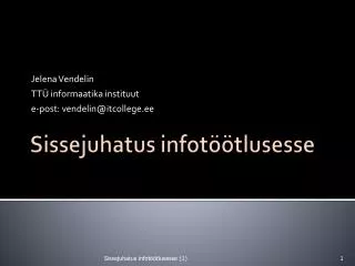 jelena vendelin tt informaatika instituut e post vendelin@itcollege ee