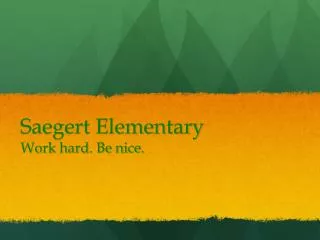 Saegert Elementary Work hard. Be nice.