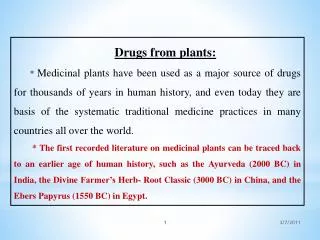 Drugs from plants :