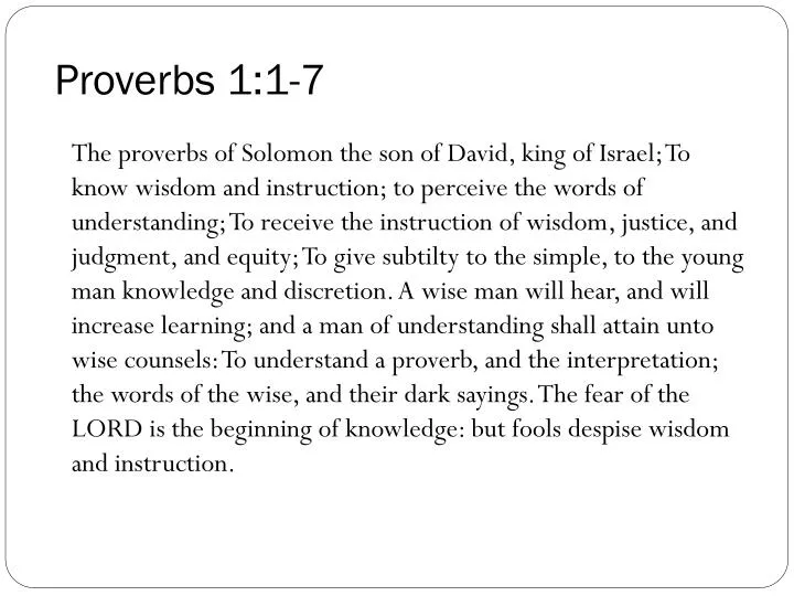 proverbs 1 1 7