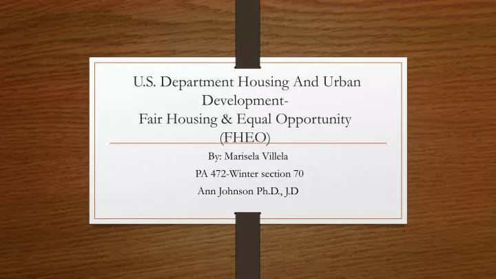 u s department housing and urban development fair housing equal opportunity fheo