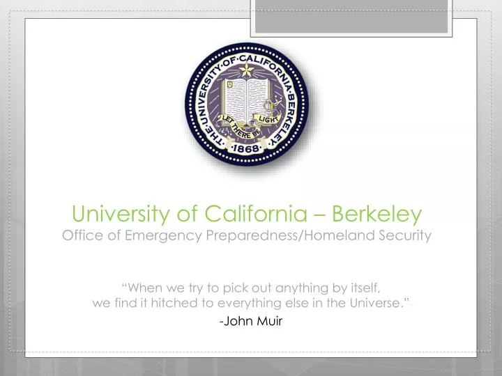 university of california berkeley office of emergency preparedness homeland security
