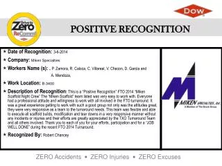 Date of Recognition : 3-6-2014 Company : Miken Specialties