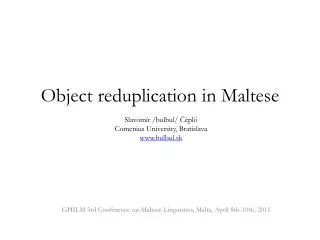 Object reduplication in Maltese