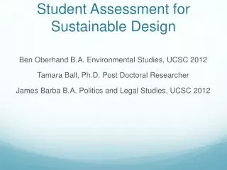 Student Assessment for Sustainable Design