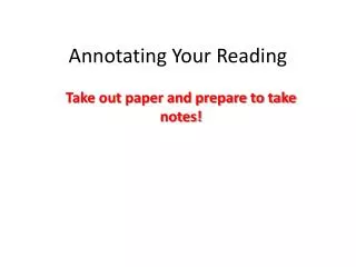 Annotating Your Reading