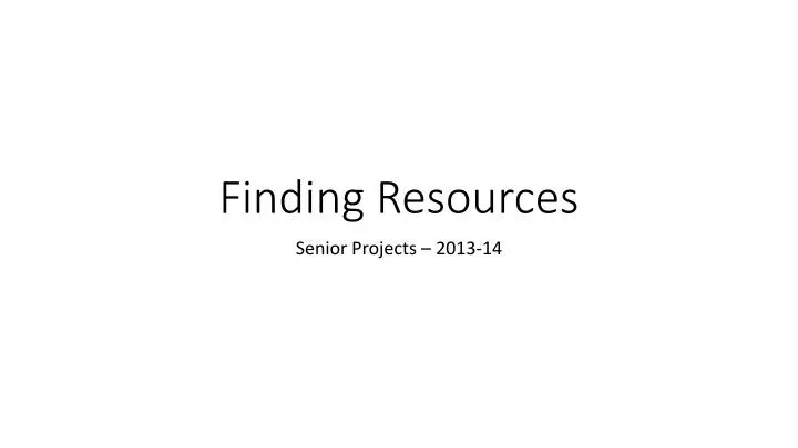 finding resources