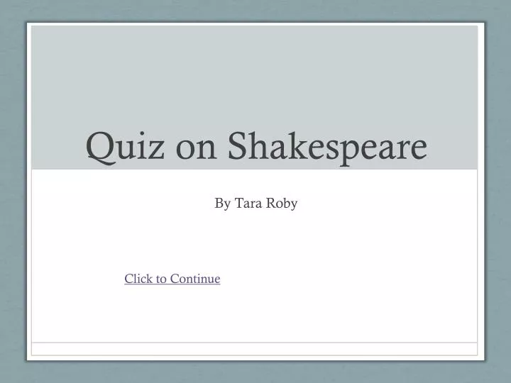 quiz on shakespeare