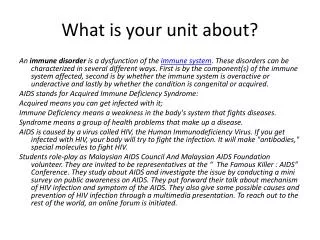 What is your unit about?