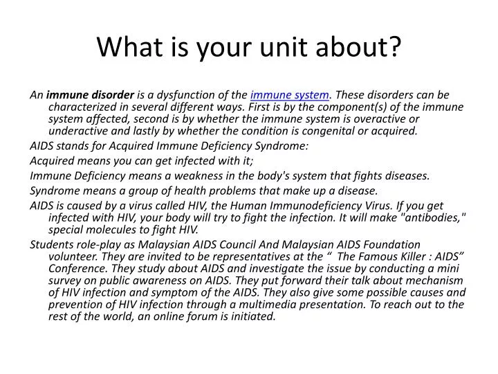 what is your unit about