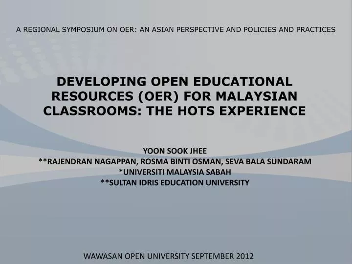 developing open educational resources oer for malaysian classrooms the hots experience