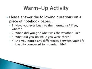 Warm-Up Activity