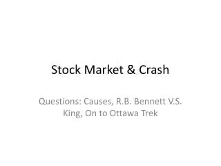 Stock Market &amp; Crash
