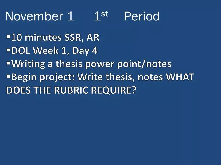 november 1 1 st period