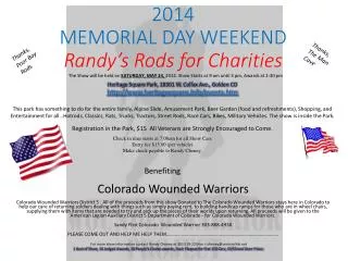 2014 MEMORIAL DAY WEEKEND Randy’s Rods for Charities