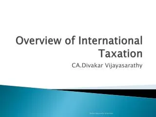 Overview of International Taxation