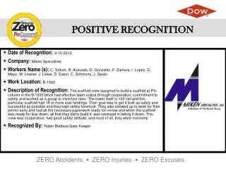 Date of Recognition : 4-15-2013 Company : Miken Specialties