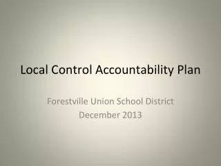 Local Control Accountability Plan