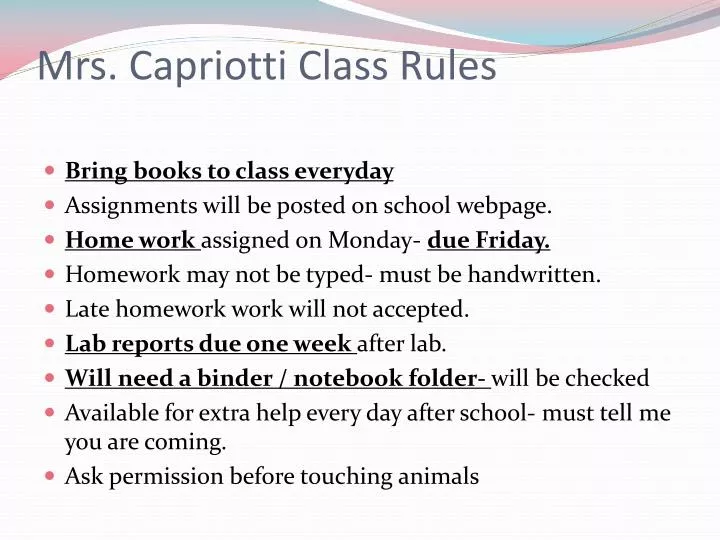mrs capriotti class rules