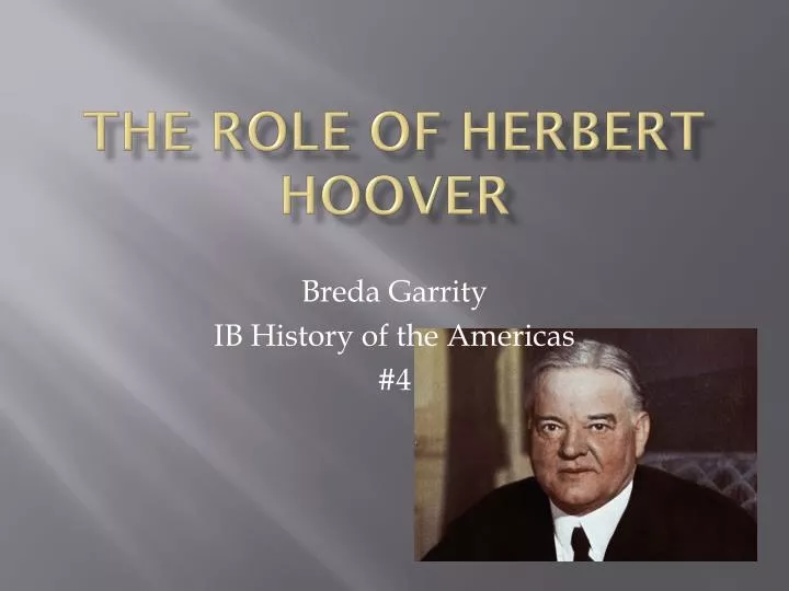 the role of herbert hoover