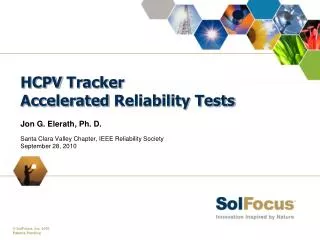 HCPV Tracker Accelerated Reliability Tests