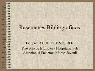 res menes bibliogr ficos